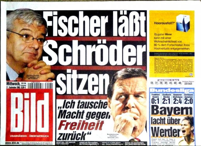 2005-09-21 Fischer läßt Schröder sitzen. Ich tausche Macht gegen Freiheit zurück